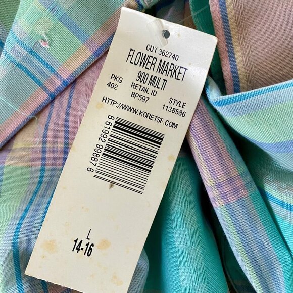 Koret Flower Market Long Sleeve Button Down Shirt Plaid Large 14-16 NEW - Picture 9 of 9